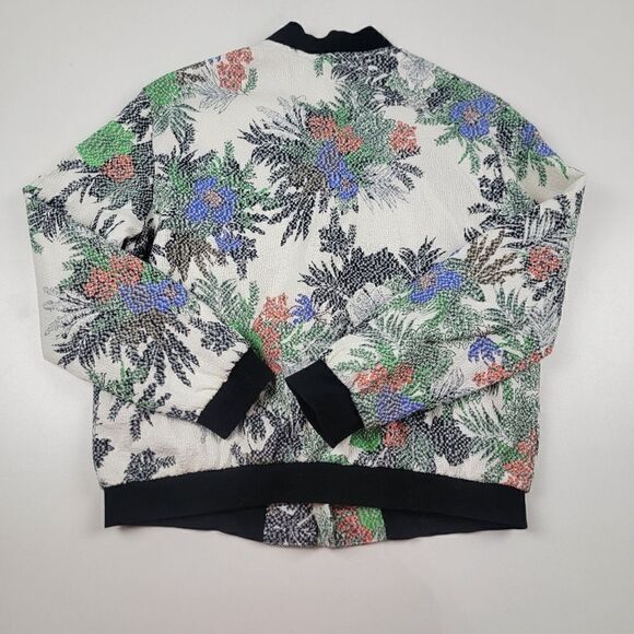 Zara Floral Bomber Jacket Full Zip Multicolor Womens sz Medium - Picture 3 of 13